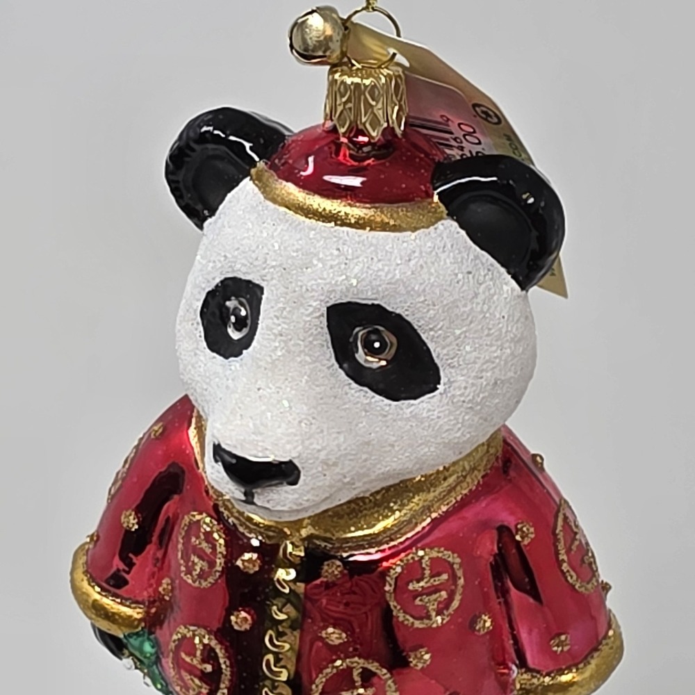 NIB JingleNog Qinling Panda Ornament #80437 Hand Blown & Painted in Poland - Picture 7 of 16